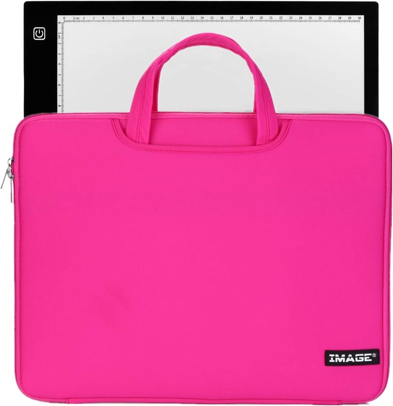 Image Protective Case for A4 Tracing LED Light Pad, Carrying Bag Travel Storage Case Pouch Cover with Pockets, for Laptop, Notebook, Most Tracing Light Table Pink - Image 2